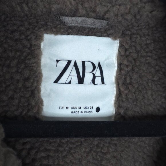 ZARA Double Faced Sherpa Grey Oversized Biker Jacket Size M - Picture 4 of 13